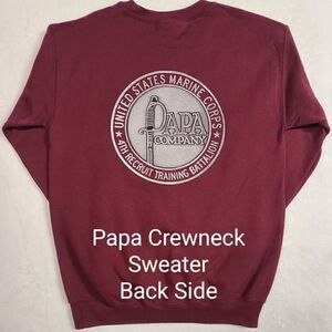 Marine Corps 4th Battalion Papa Company Logo Burgundy Crewneck Sweater